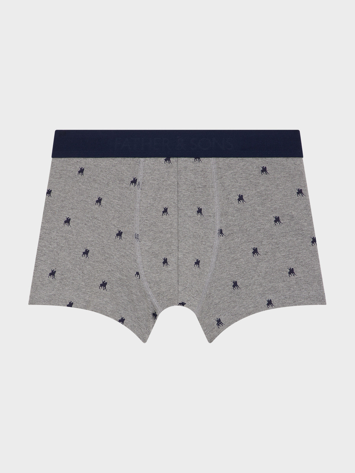 Boxer En Coton Stretch Gris Motif Bleu Marine
