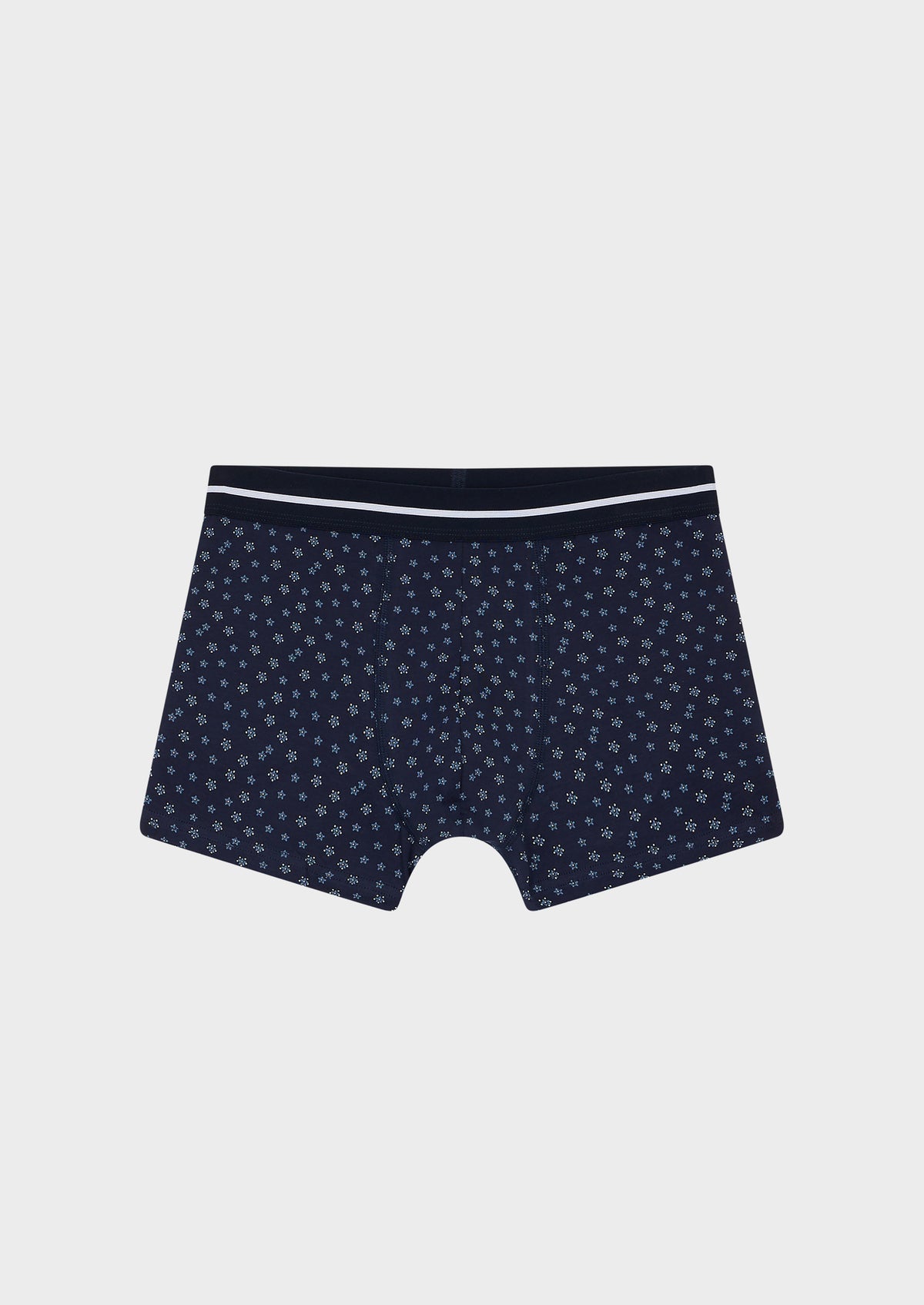 Boxer En Coton Stretch Bleu Marine Motif Fantaisie