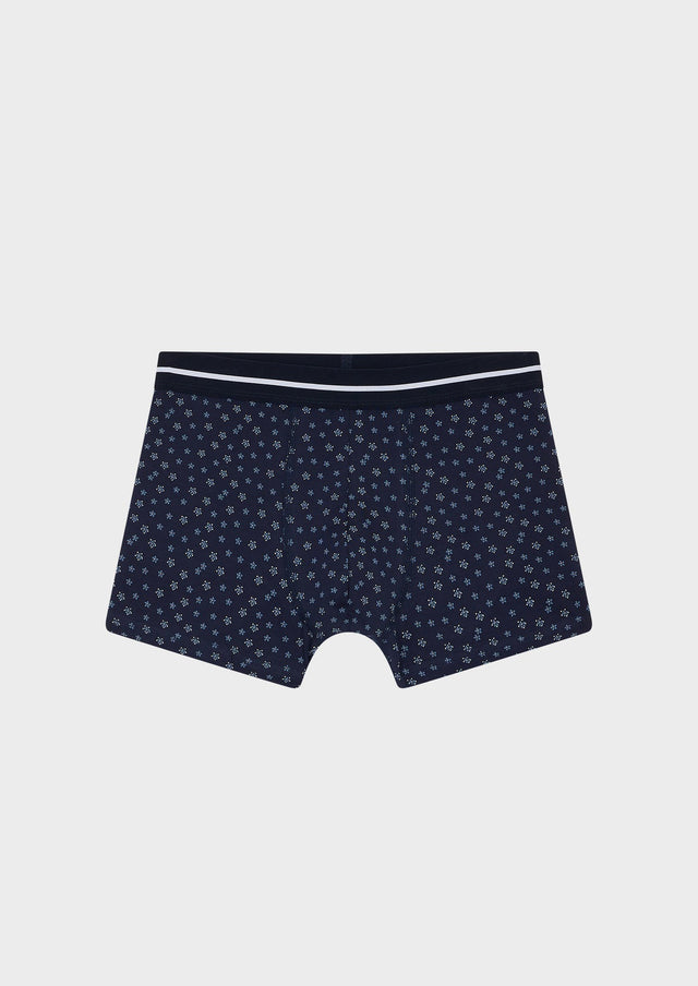 Boxer en coton stretch bleu marine à motif fantaisie