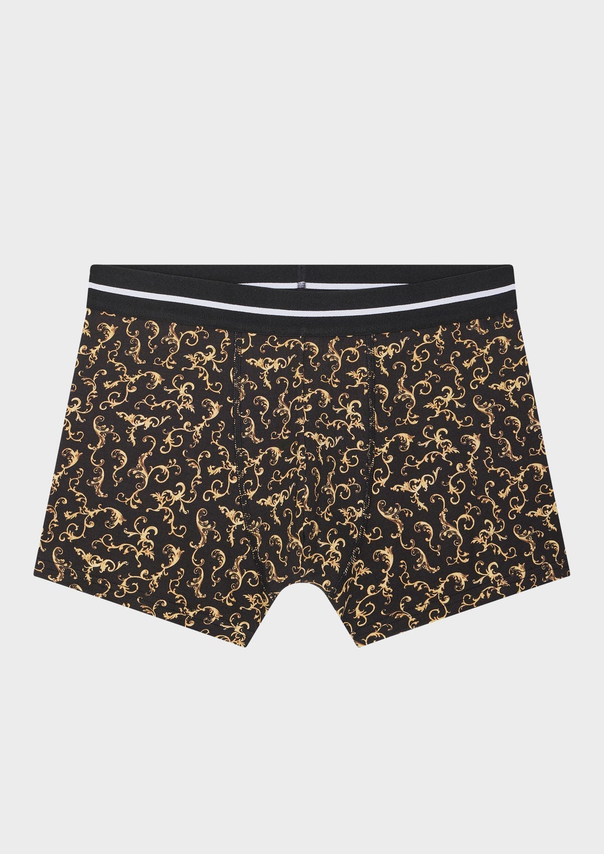 Boxer En Coton Stretch Noir Motif Fantaisie Jaune