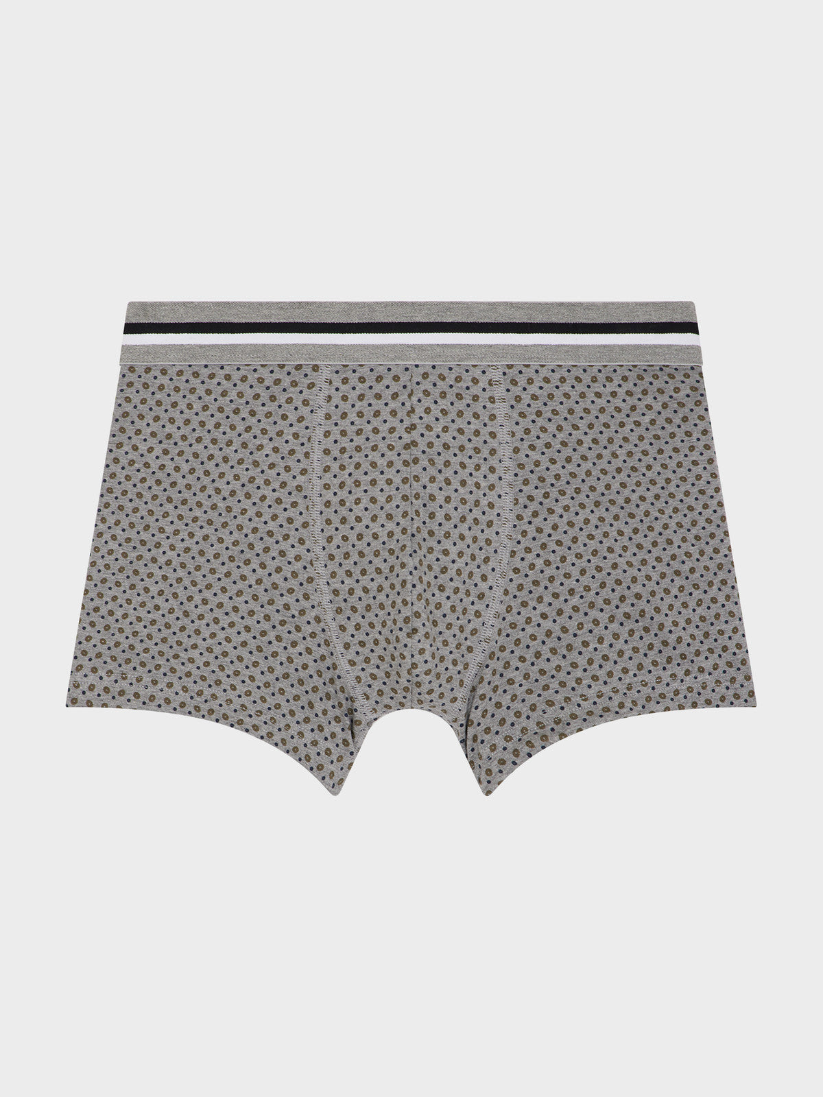 Boxer En Coton Stretch Gris Motif Vert Et Bleu