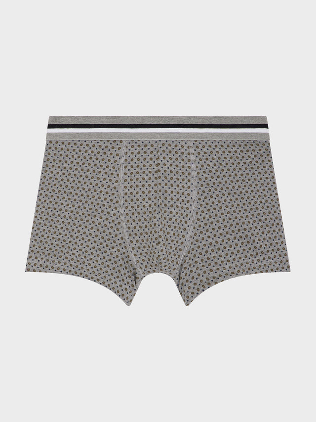 Boxer en coton stretch gris à motif vert et bleu