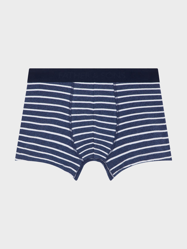 Boxer en coton stretch bleu indigo à rayures blanches