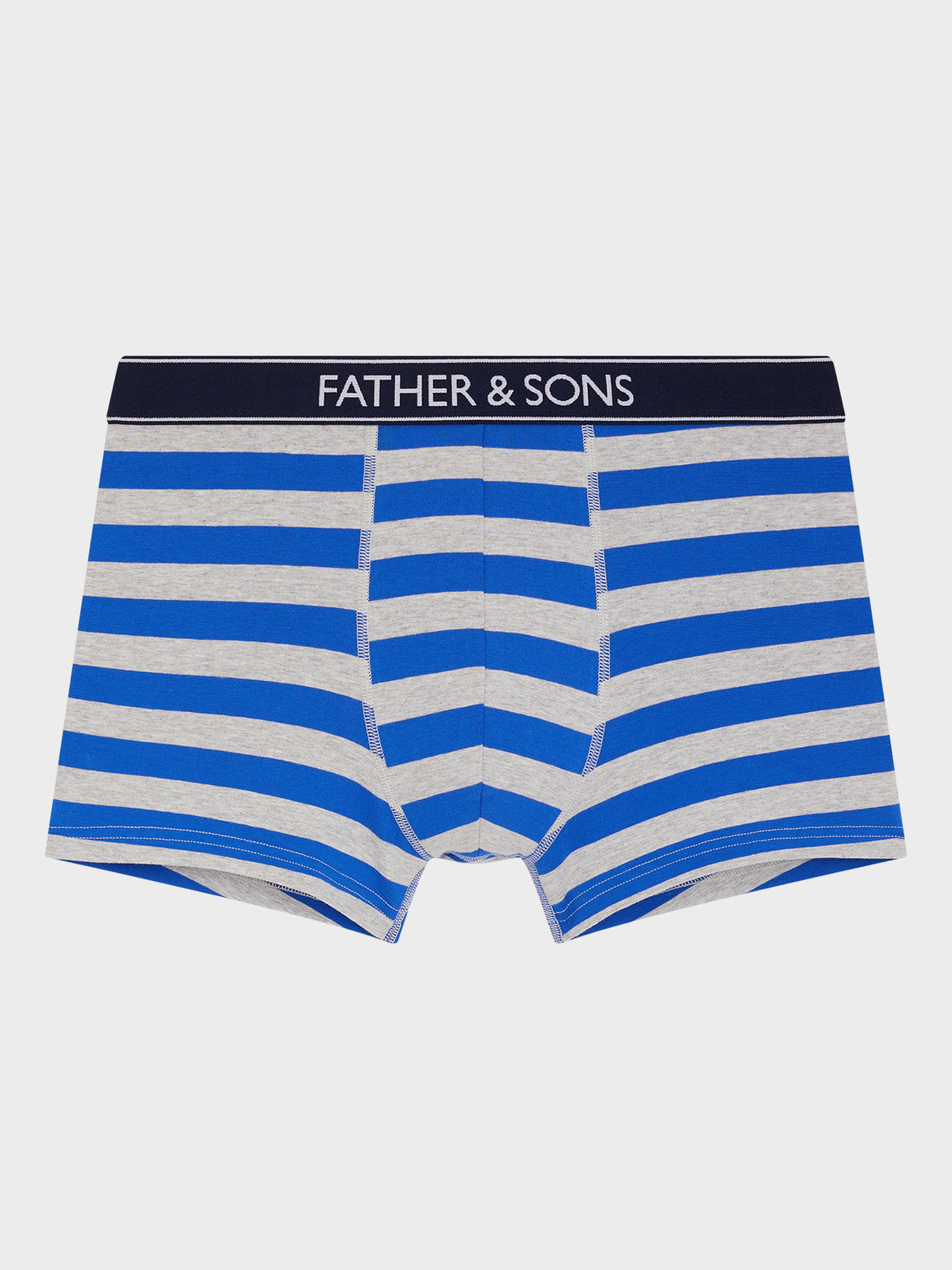 Boxer En Coton Stretch Bleu Indigo Et Gris Rayures