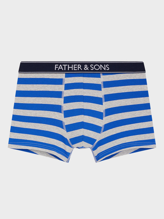 Boxer en coton stretch bleu indigo et gris à rayures