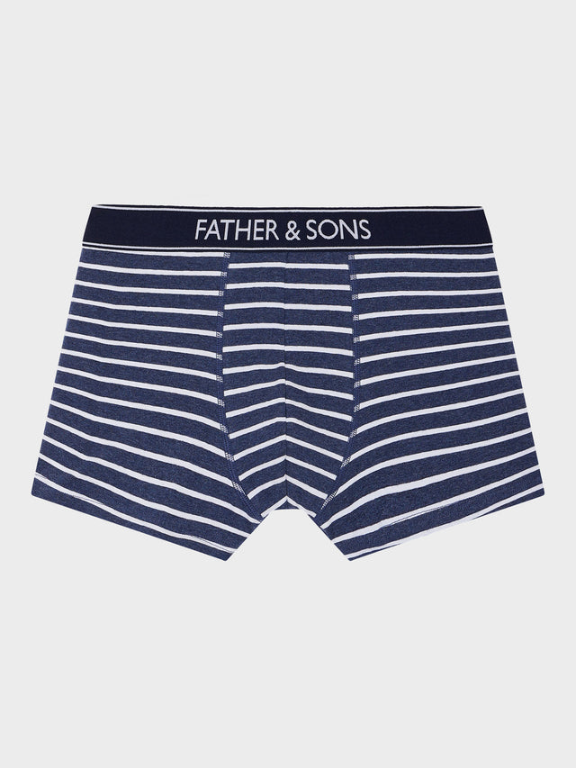 Boxer en coton stretch bleu marine à rayures blanches
