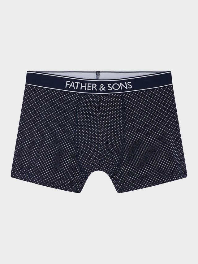 Boxer en coton stretch bleu marine à motif