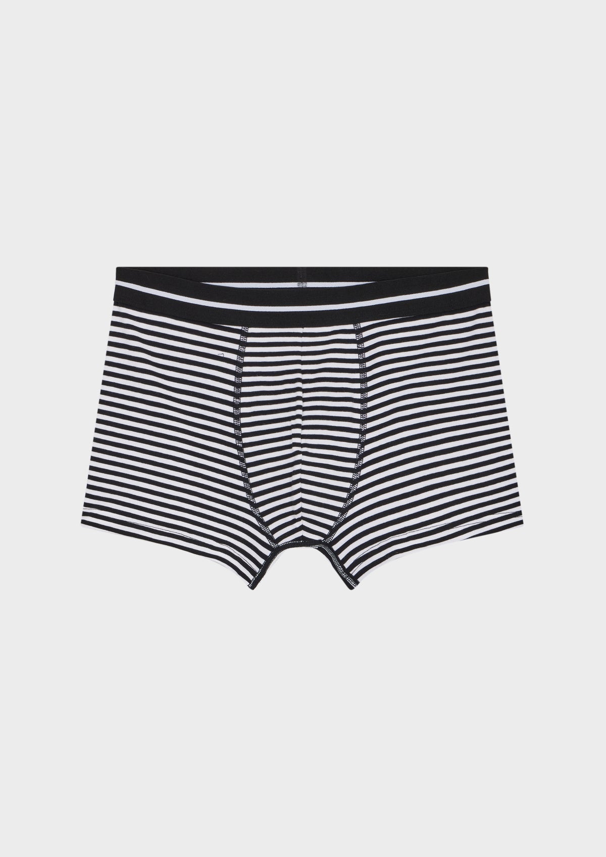 Boxer En Coton Stretch Blanc Rayures Noires