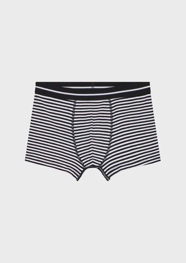 Boxer en coton stretch blanc à rayures noires