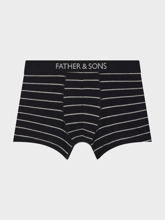Boxer en coton stretch noir à rayures blanches