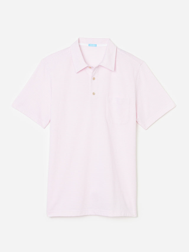 White/Pink Callahan Cotton Polo | Men's Knits \u0026 Polos | J.McLaughlin