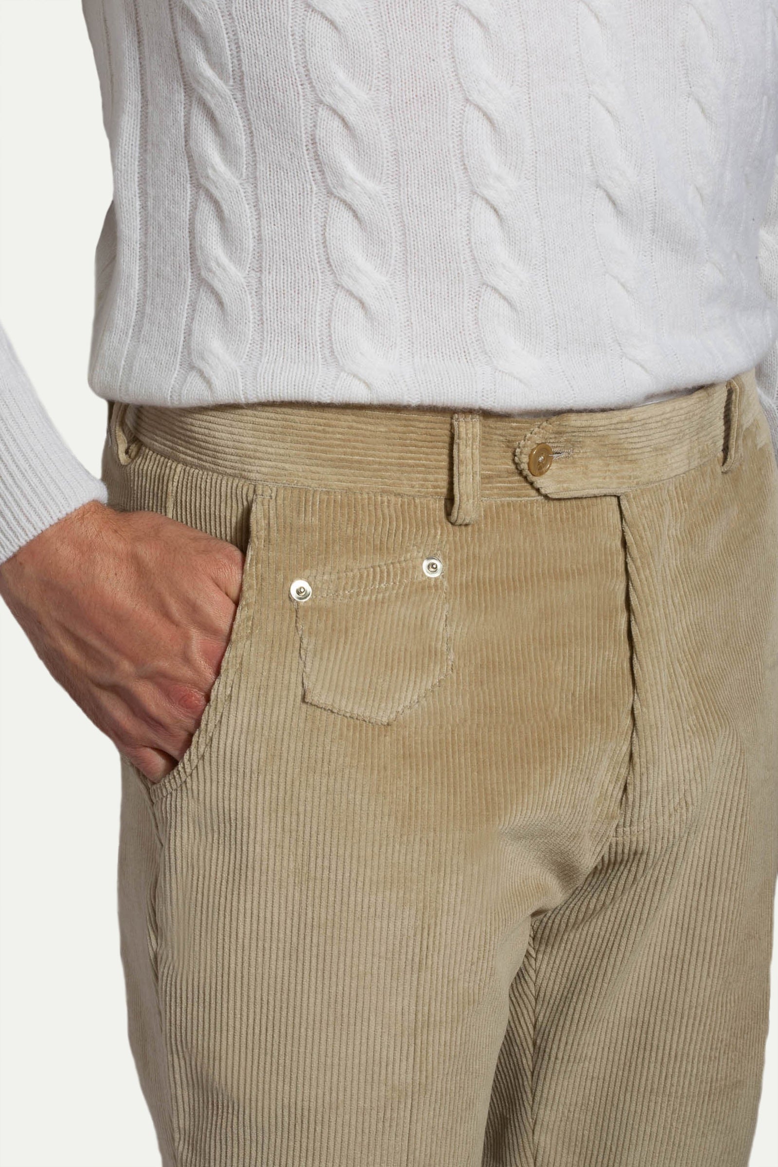Beige Corduroy Sirmione Trousers Made In Italy