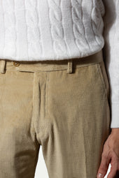 Beige Corduroy Sirmione Trousers Made In Italy
