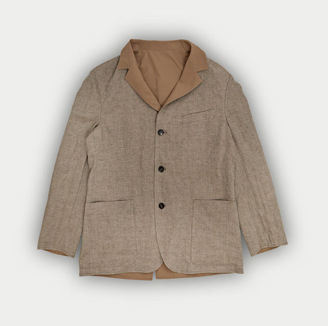 Camel Reversible Linen Varzi Jacket