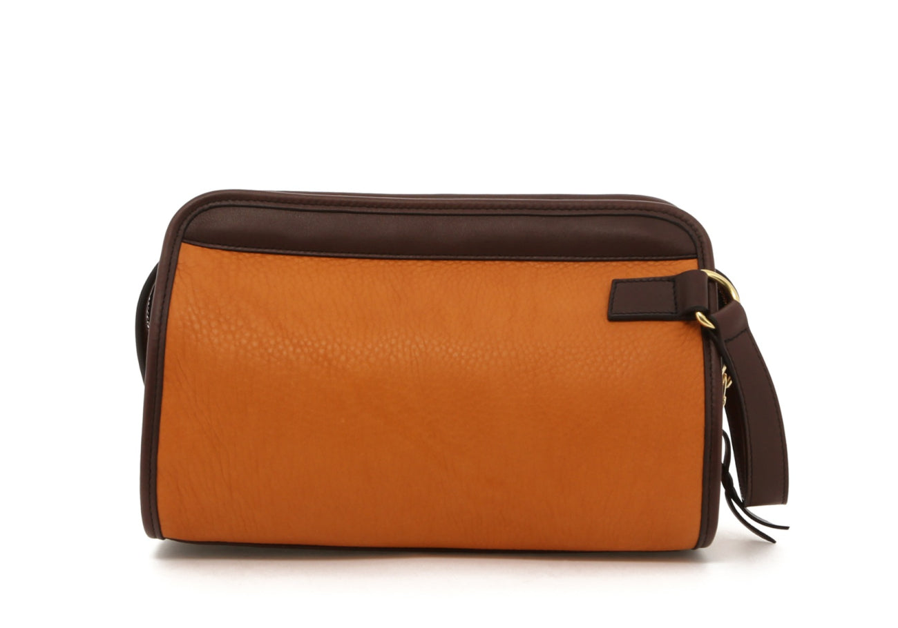 Small Travel Kit - Camel/Chocolate Trim - Soft Pebbled Leather