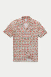 Bowling Cotton Shirt Terracotta Tile Print