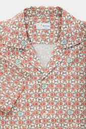 Bowling Cotton Shirt Terracotta Tile Print