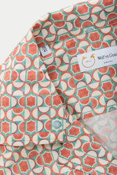Bowling Cotton Shirt Terracotta Tile Print
