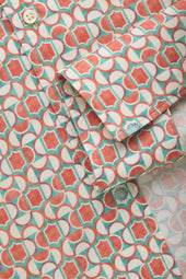 Bowling Cotton Shirt Terracotta Tile Print
