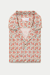 Bowling Cotton Shirt Terracotta Tile Print