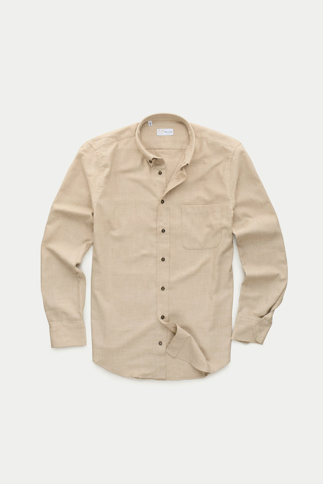 Regular Long Sleeve Button Down Cotton Cashmere Shirt Sand