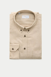 Regular Long Sleeve Button Down Cotton Cashmere Shirt Sand