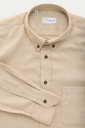 Regular Long Sleeve Button Down Cotton Cashmere Shirt Sand