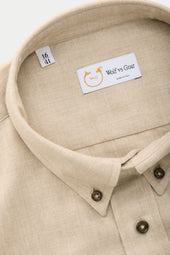 Regular Long Sleeve Button Down Cotton Cashmere Shirt Sand