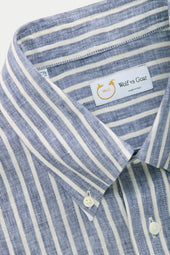 Preppy Linen Shirt Light Blue and White Stripes