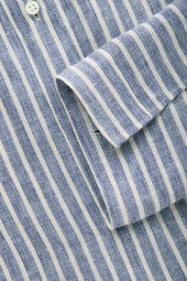 Preppy Linen Shirt Light Blue and White Stripes