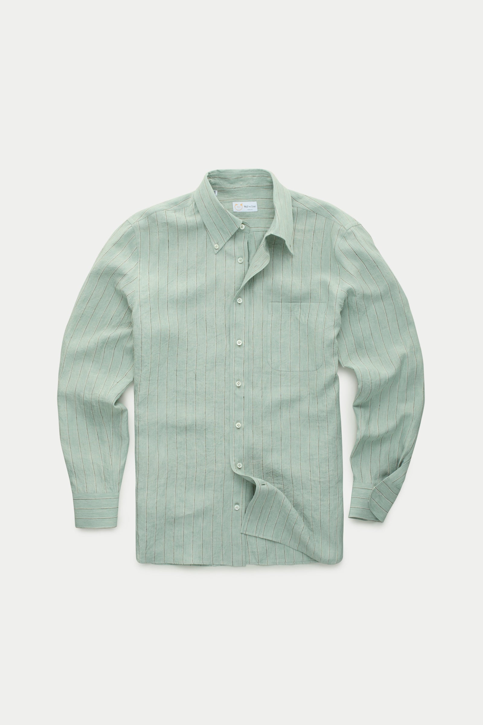 Preppy Linen Shirt Seafom Green Stripes