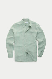 Preppy Linen Shirt Seafom Green Stripes