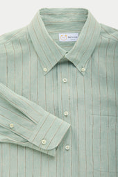 Preppy Linen Shirt Seafom Green Stripes