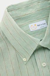 Preppy Linen Shirt Seafom Green Stripes