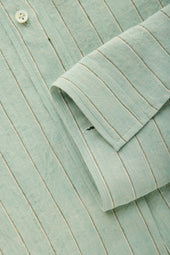 Preppy Linen Shirt Seafom Green Stripes