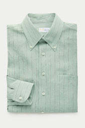 Preppy Linen Shirt Seafom Green Stripes