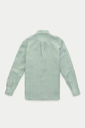 Preppy Linen Shirt Seafom Green Stripes