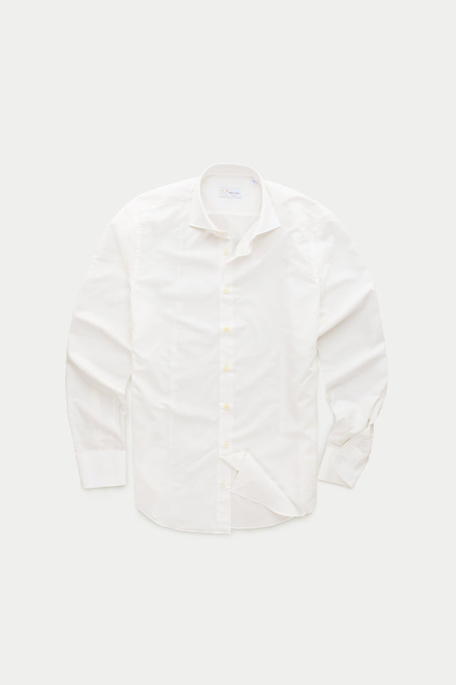 Long Sleeve Slim Before-Dinner Button Up Cotton Shirt White