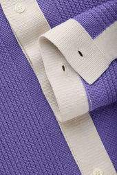 Short Sleeve Knitted Cotton Shirt Mauve and Ecru