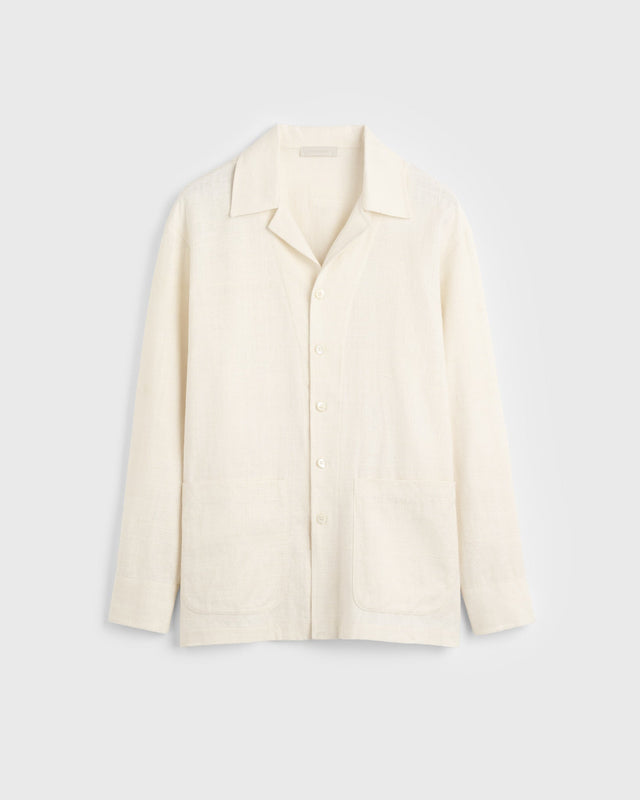 Camp Long Raw Silk Shirt Jacket - Ivory