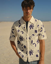 Porto And Navy Doodle Crochet Knitted Shirt