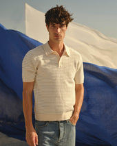 Naples Natural Mini Geometric Knitted Polo
