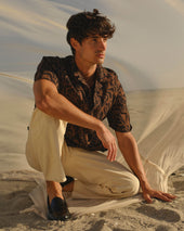 Didcot And Brown Floral Viscose Short Sleeve Shirt