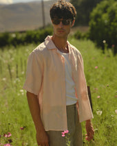Didcot Pink Flower Embroidered Short Sleeve Shirt