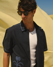 Keats And Blue Embroidered Short Sleeve Shirt