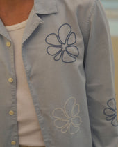 Corey Cross Stitch Doodle Cotton Linen Shirt