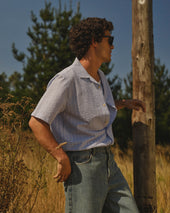 Didcot And Ecru Seersucker Stripe Short Sleeve Shirt