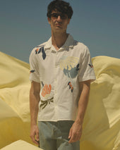 Didcot And Multicolour Flower Embroidered Short Sleeve Shirt