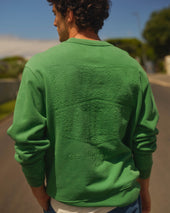 Sidney Washed Green Embroidered Loopback Cotton Sweatshirt