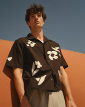 Didcot And Beige Abstract Applique Short Sleeve Shirt
